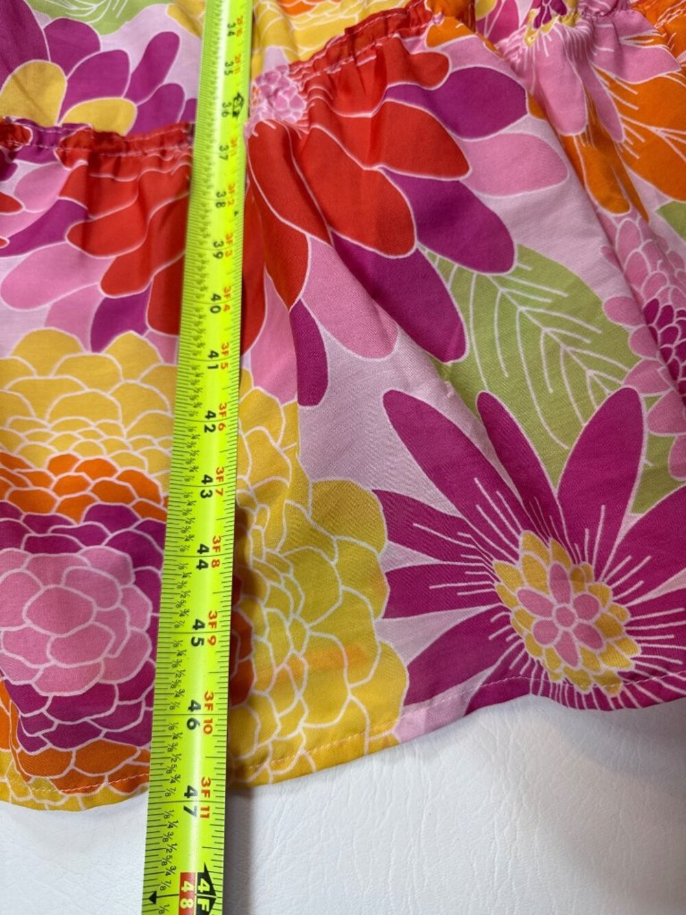 J.Marie XS Floral Maxi Dress Pink & Green Elastic Smocked Bodice (PP585) - Picture 7 of 9